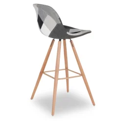 Tabourets de bar scandinaves patchworks noir, gris et blancs