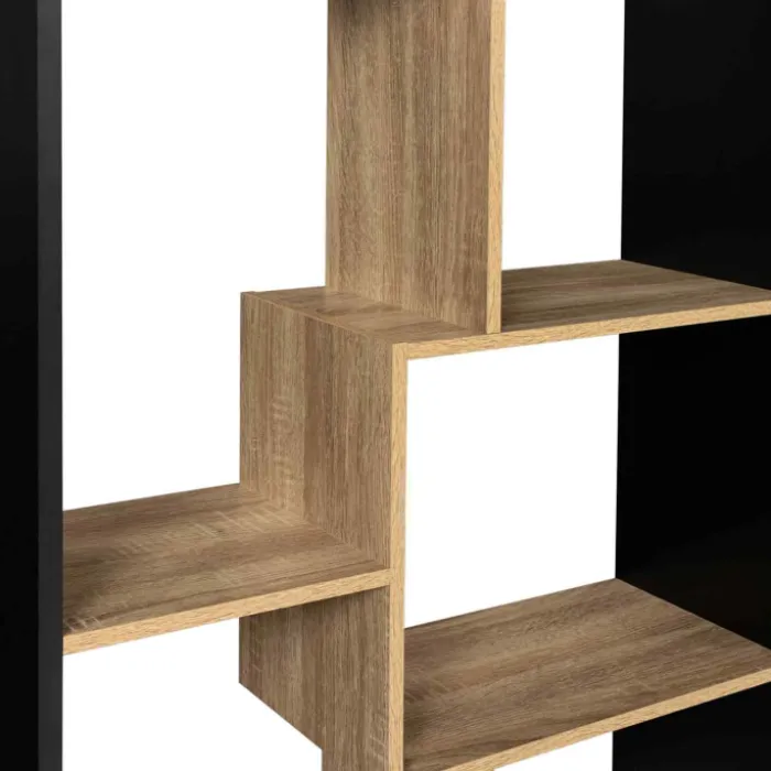 Étagère 161 cm double position bois imitation hêtre et noir