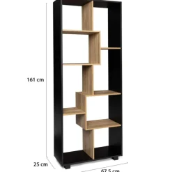 Étagère 161 cm double position bois imitation hêtre et noir