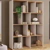 Étagère bibliothèque 4 niveaux blanc et effet bois 143 cm