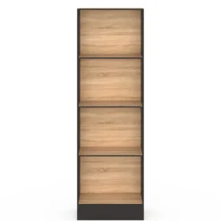 Étagère bibliothèque 5 niveaux noir et effet bois H.190cm