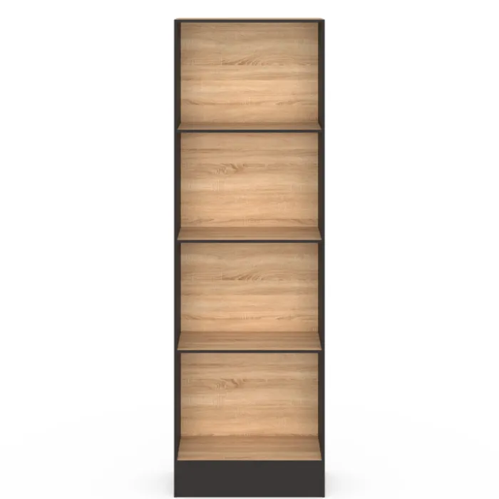 Étagère bibliothèque 5 niveaux noir et effet bois H.190cm