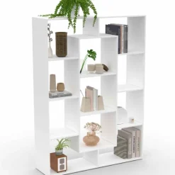 Étagère bibliothèque blanche 143 cm 11 compartiments