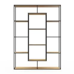 Étagère bibliothèque bois et métal 143 cm 11 compartiments style industriel