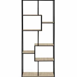 Étagère bibliothèque design industriel 161 cm 8 niveaux asymétrique