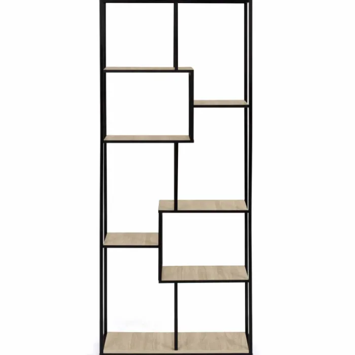 Étagère bibliothèque design industriel 161 cm 8 niveaux asymétrique