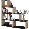 Étagère bibliothèque forme escalier bois imitation hêtre et noir