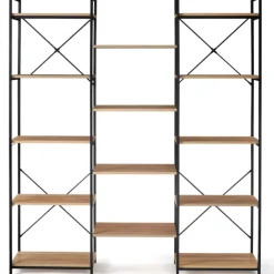 Étagère bibliothèque industrielle bois et métal 170 cm