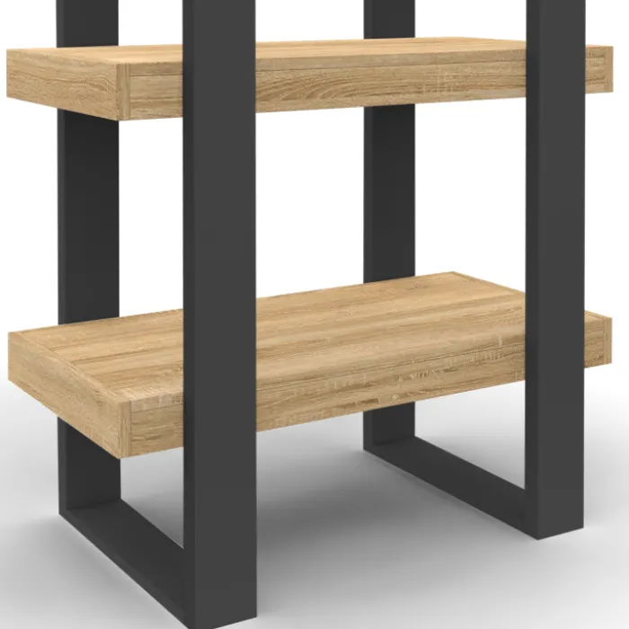 Étagère bibliothèque noire et bois 160 cm
