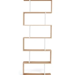 Étagère blanc et bois en S 6 niveaux