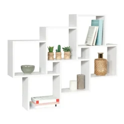 Étagère blanche murale avec 8 cubes