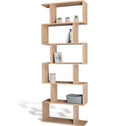 Étagère bois imitation hêtre en S 6 niveaux