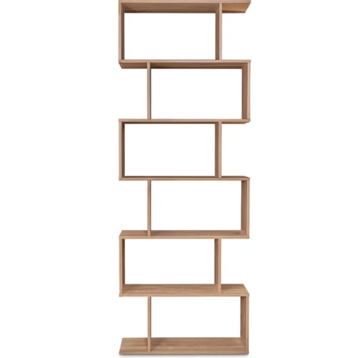 Étagère bois imitation hêtre en S 6 niveaux