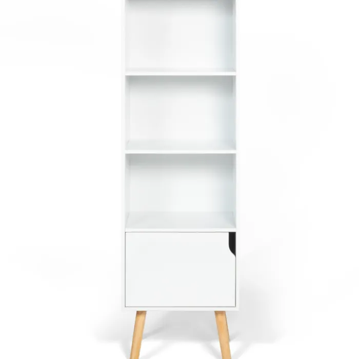Étagère colonne style scandinave 4 niveaux blanche