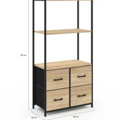 Étagère design industriel avec tiroirs en tissu