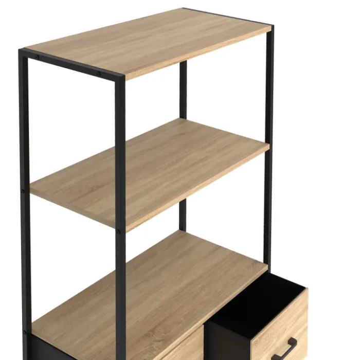 Étagère design industriel avec tiroirs en tissu