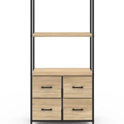 Étagère design industriel avec tiroirs en tissu