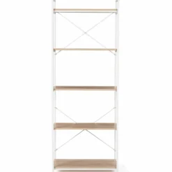 Étagère industrielle bois et métal blanc 5 niveaux
