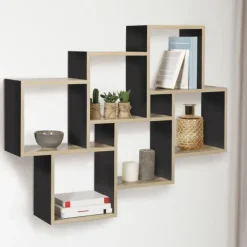 Étagère murale bois et noir double position