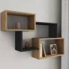 Étagère murale bois façon hêtre et noir double position