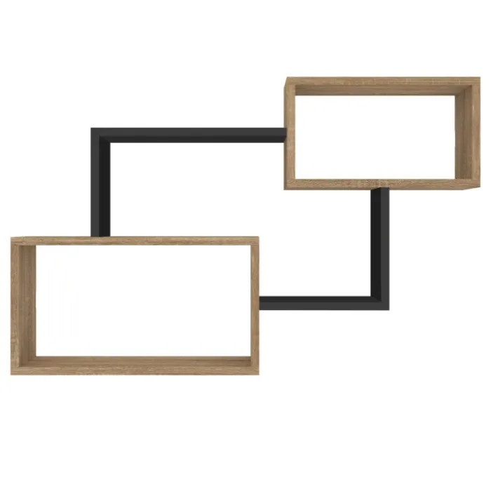 Étagère murale bois façon hêtre et noir double position