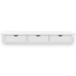 Étagère murale console d'entrée bois blanc 3 tiroirs