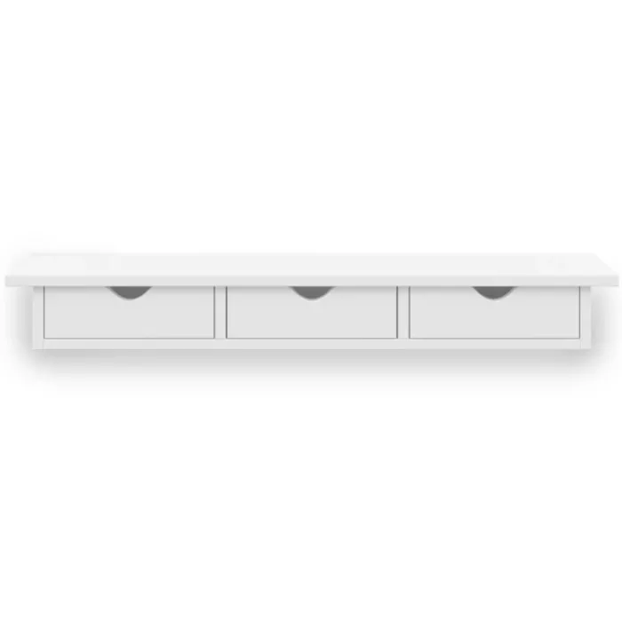 Étagère murale console d'entrée bois blanc 3 tiroirs
