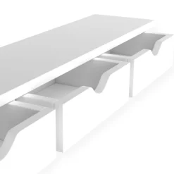 Étagère murale console d'entrée bois blanc 3 tiroirs