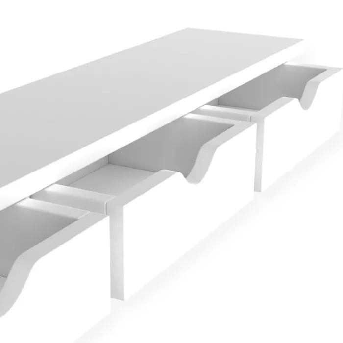 Étagère murale console d'entrée bois blanc 3 tiroirs