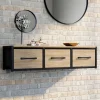 Étagère murale console d'entrée 3 tiroirs design industriel