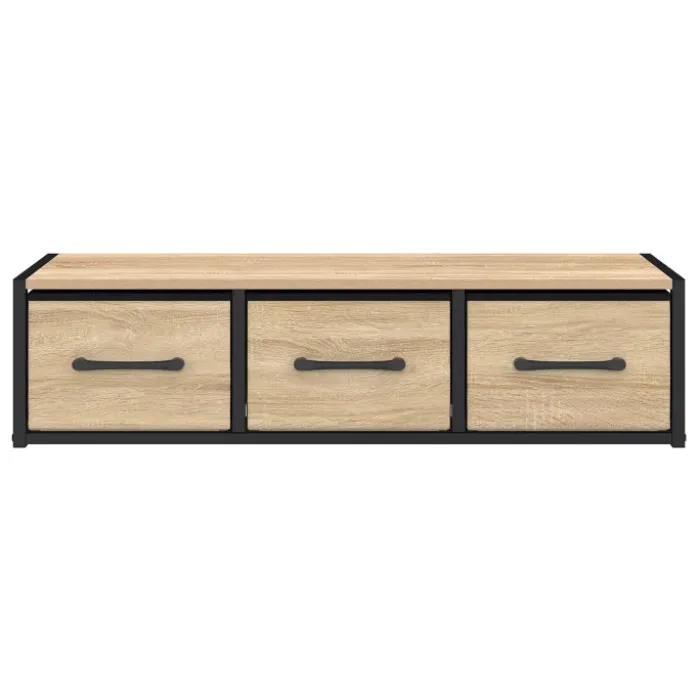 Étagère murale console d'entrée 3 tiroirs design industriel