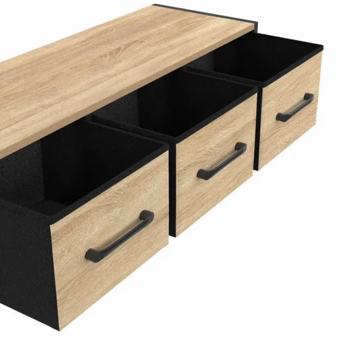 Étagère murale console d'entrée 3 tiroirs design industriel