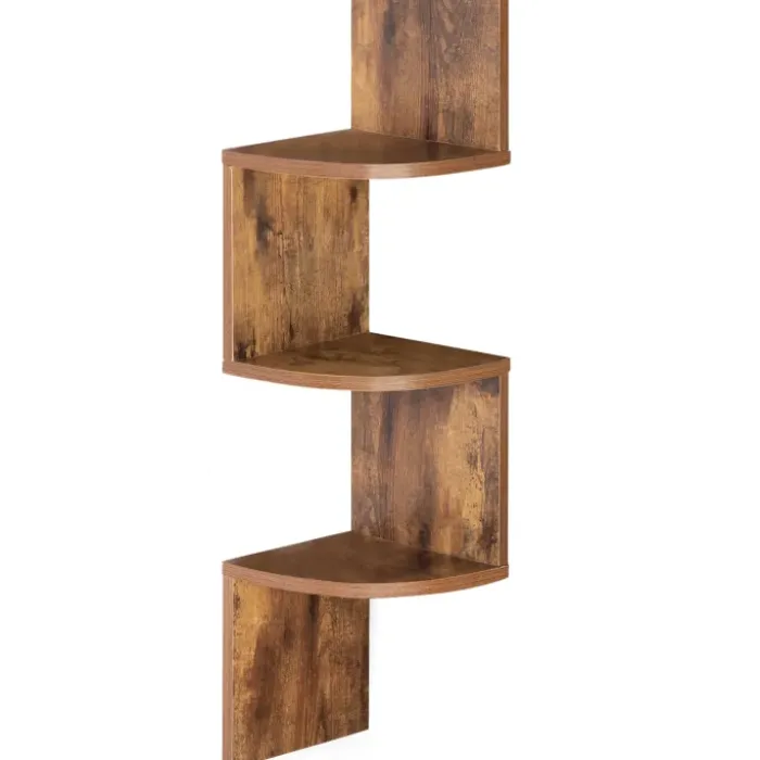 Étagère murale d'angle 5 niveaux façon bois vieilli