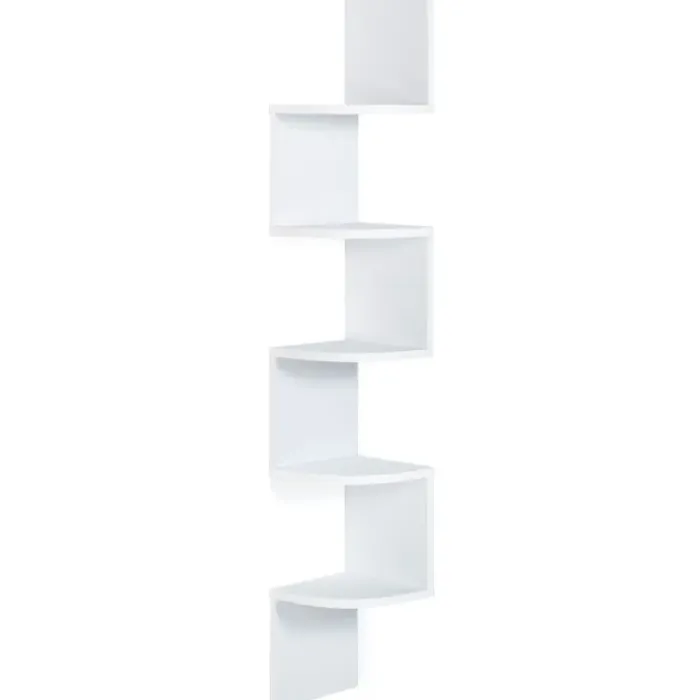 Étagère murale d’angle 5 niveaux blanche
