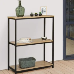 Étagère pour entrée bois et métal noir