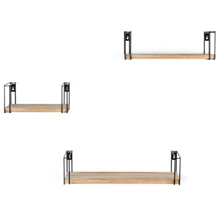 Étagères murales style industriel en bois et métal noir