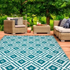 Tapis bleu canard pour terrasse et extérieur