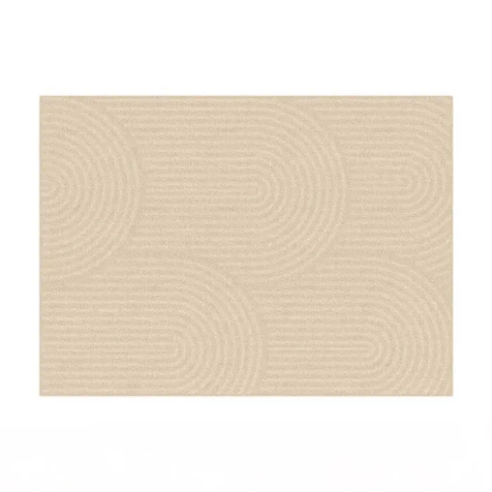 Tapis d'intérieur rectangle à motifs circulaire beige 160 x 220 cm