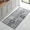 Tapis en vinyle effet carreaux de ciment noir et blanc 66 x 160 cm