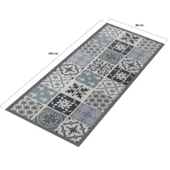 Tapis en vinyle effet carreaux de ciment noir et blanc 66 x 160 cm