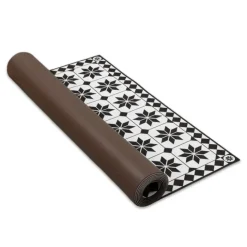 Tapis en vinyle effet mosaïque noir et blanc 66 x 160 cm