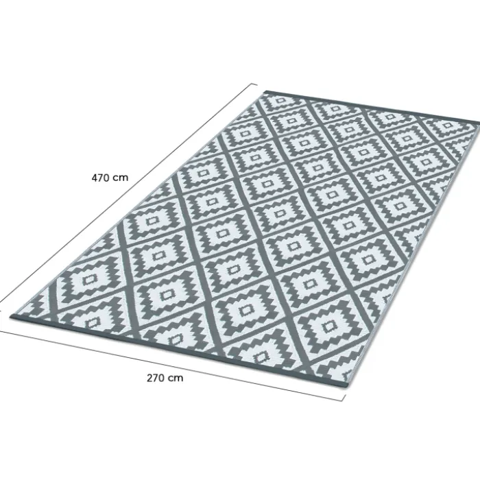 Tapis extérieur gris motifs géométriques 270 x 470 cm
