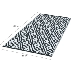 Tapis extérieur noir et blanc motifs géométriques 180 x 280 cm