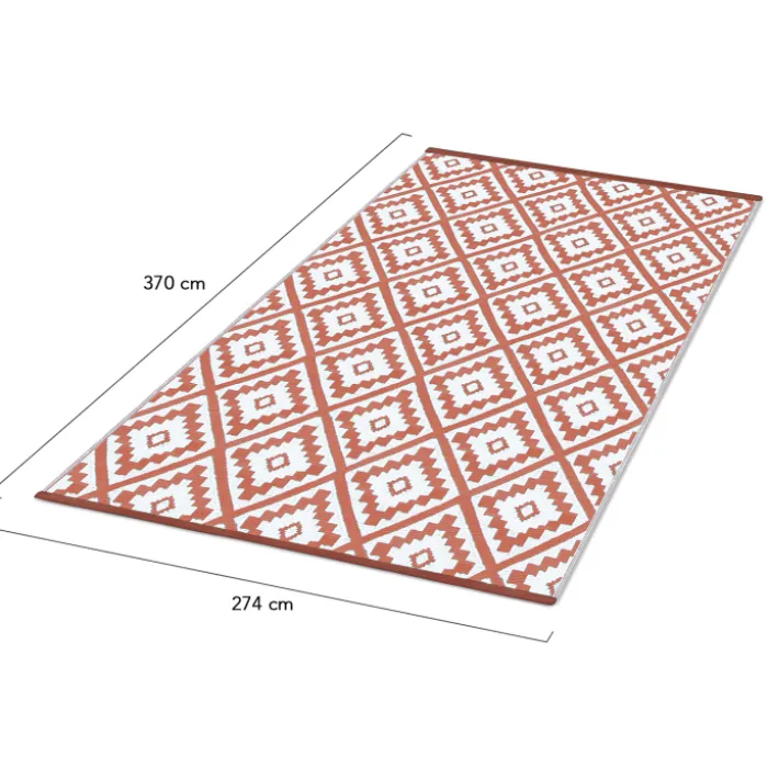 Tapis extérieur terracotta motifs géométriques 270 x 370 cm