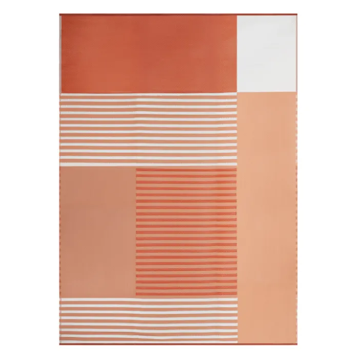Tapis extérieur terracotta à formes géométriques