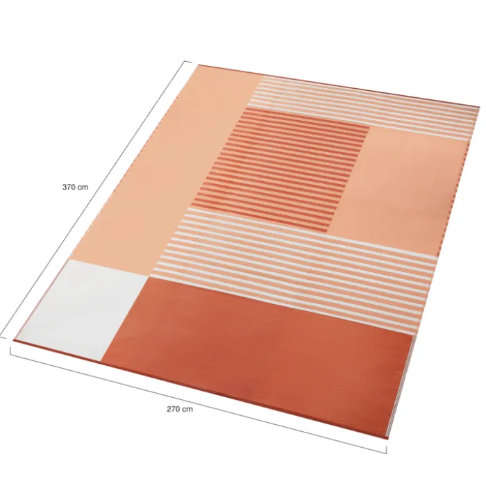 Tapis extérieur terracotta à formes géométriques