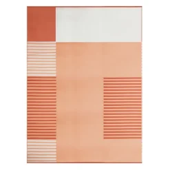 Tapis extérieur terracotta à formes géométriques