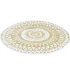 Tapis extérieur terrasse motifs maoris blanc et naturel 150 cm