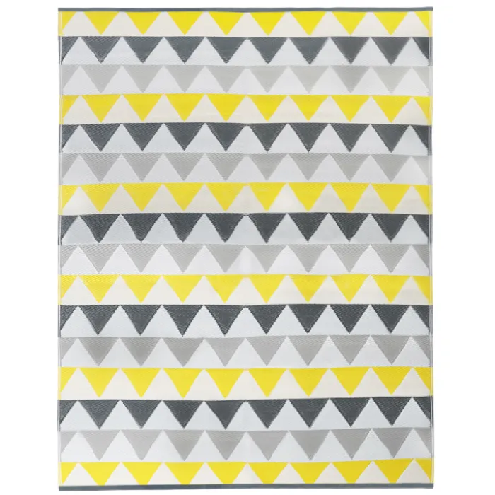 Tapis extérieur 270x370 cm triangles gris et jaune
