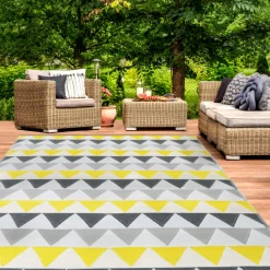 Tapis extérieur 270x370 cm triangles gris et jaune